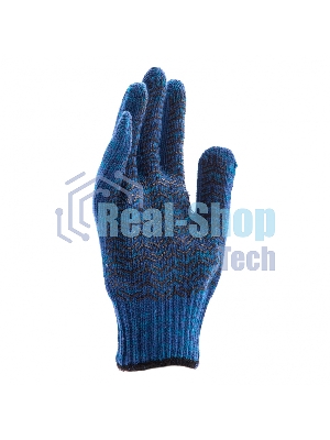 Перчатки трикотажные Сибртех усиленные, гелевое ПВХ-покрытие, 7 класс, синие