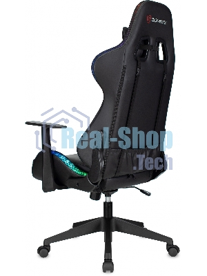 Кресло ZOMBIE GAME RGB черный, экокожа, 120 кг, подголовник, механизм качания