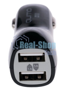 Автомобильное зарядное устройство QUMO 3A, 2 USB, 1A+2A черный