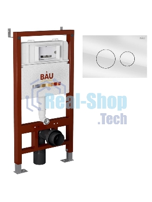 Инсталляция BAU PRO для подвесного унитаза, клавиша смыва из стекла BAU Dream дизайнерская, белая