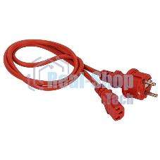 Шнур питания Lanmaster C13-Schuko прямая, 3х0.75, 220В, 10А, красный, 3 метра