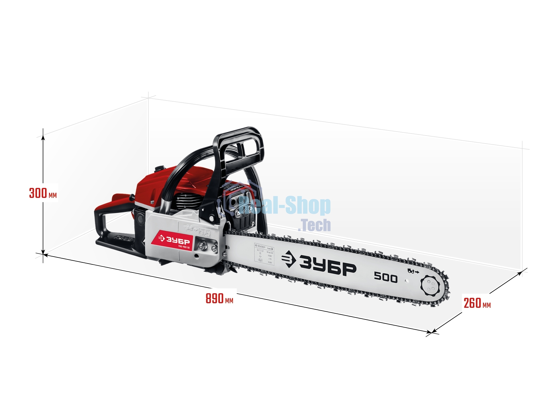 Бензопила Зубр ПБЦ-М62-50, 62 см3, шина 50 см