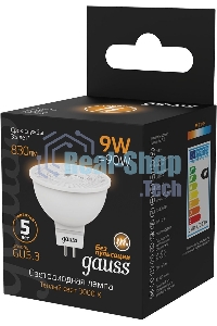 Лампа cветодиодная Gauss MR16 9W 830lm 3000K GU5.3 LED