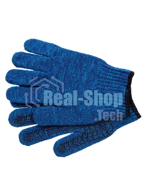 Перчатки трикотажные Сибртех усиленные, гелевое ПВХ-покрытие, 7 класс, синие