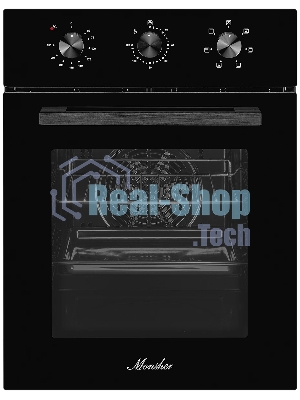 Встраиваемый духовой шкаф Monsher MOE 4563 Noir, электрический, High-Tech, объем 50 л, конвекция, гриль, 3 стекла в дверце, съемные стекла, съемная дверца, телескопические направляющие, черный