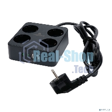 Сетевой фильтр Cablexpert Plate, PLT-4-C2U2-B-3, 4р, 10А, 2xType-C PD, 20Вт, 2xUSB, 2.4A, 3 м, ур. защиты 4+, черный, коробка