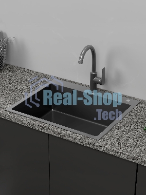 Мойка кухонная из нержавеющей стали BAUEDGE SOUL KT6050B NANO BLACK, сифон EASY CLEAN в комплекте