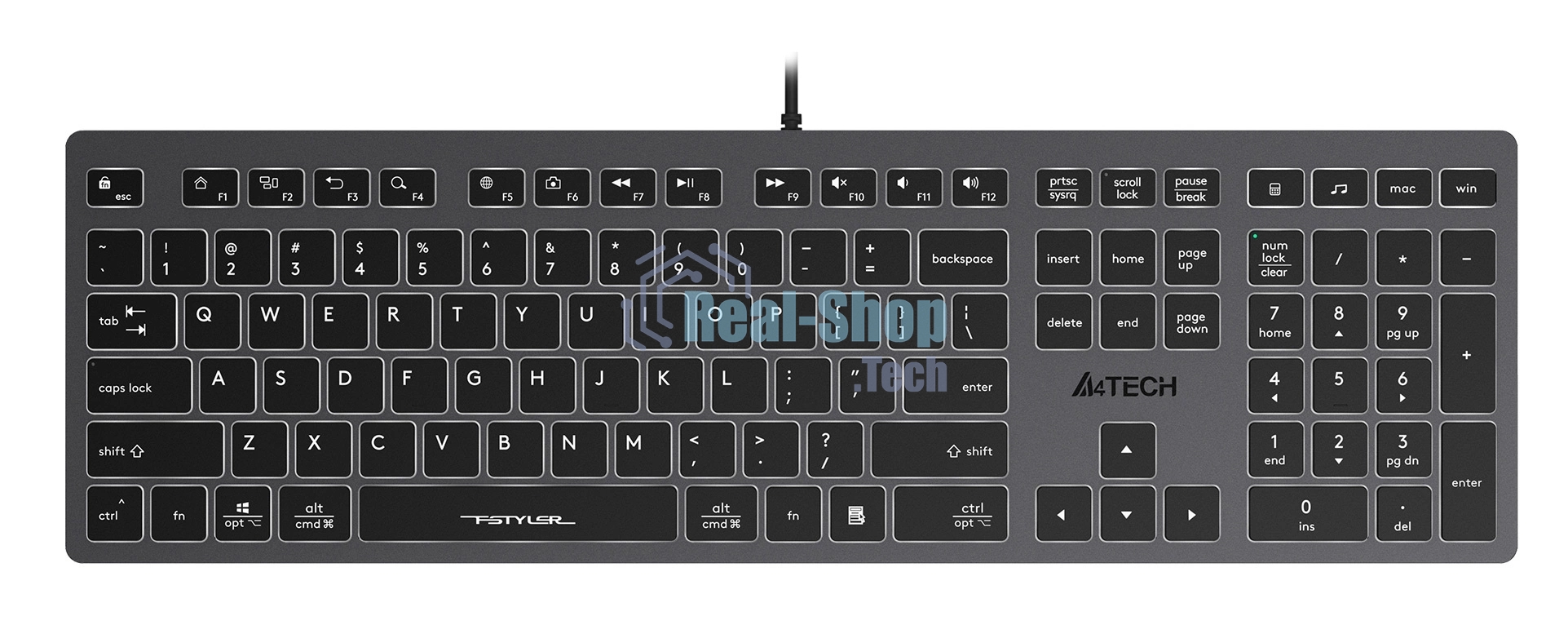 Клавиатура проводная A4Tech Fstyler FX60 серый/белый