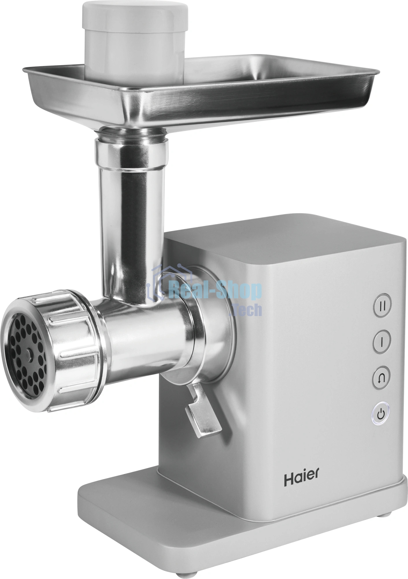 Мясорубка электрическая Haier HG-702 серебристый, 1900 Вт, 3.5 кг/мин, реверс, защита от перегрузки, насадки - 14
