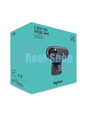 Веб-камера Logitech C310 HD 1280x720, 30 кадр/с, USB Type-A, микрофон (шумоподавление), автоосвещение, универсальное крепление