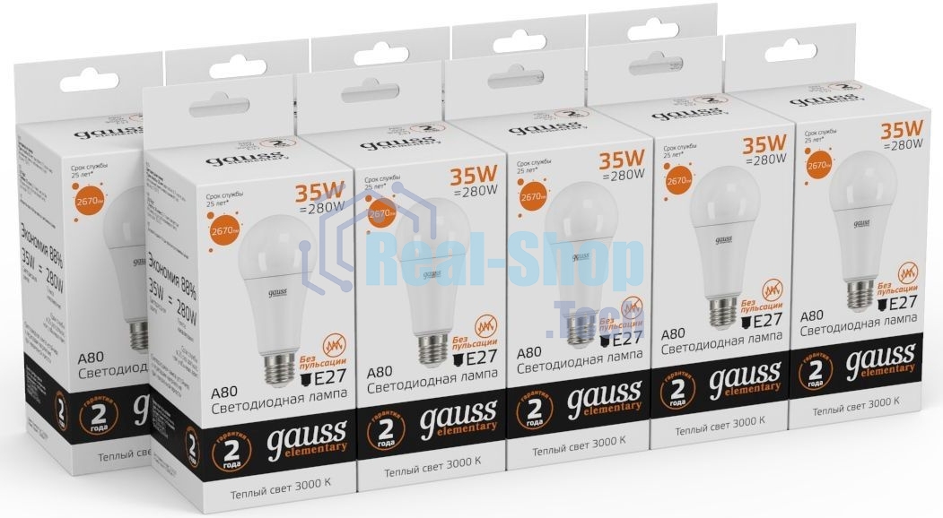 Лампа светодиодная Gauss Elementary A67 35Вт 3000К E27 2670лм