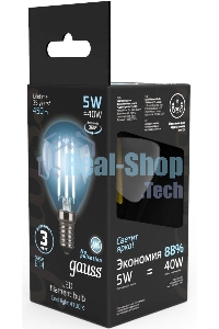 Лампа светодиодная Filament Шар E14 5Вт 4100К Gauss 105801205