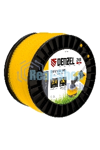 Леска для триммера Denzel витой квадрат, 2,4мм х 243м, на DIN катушке FLEX CORD