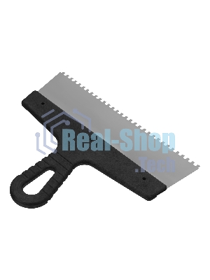 Шпатель из нержавеющей стали Сибртех 250 мм, зуб 4х4 мм, пластмассовая рукоятка