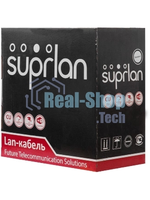 Кабель информационный Suprlan Standard 01-0328-9, cat.5e U/UTP 4 пары 24AWG, PVC, внутренний, 305м, серый