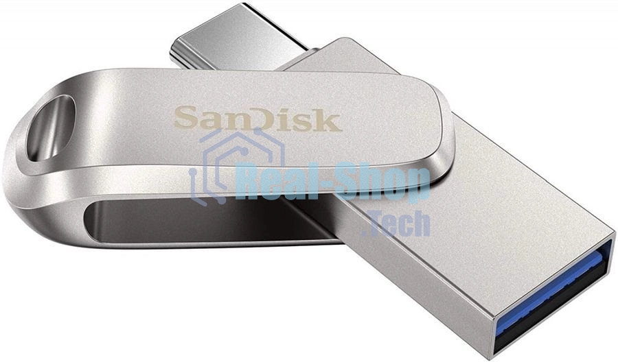 Флешка USB SanDisk Ultra Dual Luxe (SDDDC4-256G-G46), 256Gb, USB 3.2/USB Type-C, R/W 150/40, серебристый