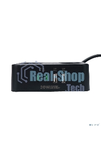 Сетевой фильтр Cablexpert Plate, PLT-4-C2U2-B-3, 4р, 10А, 2xType-C PD, 20Вт, 2xUSB, 2.4A, 3 м, ур. защиты 4+, черный, коробка