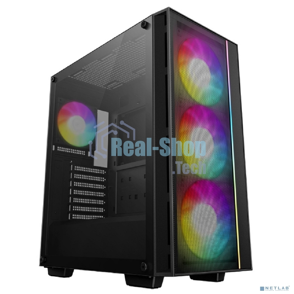 Компьютерный корпус Deepcool MATREXX 55 MESH V4 без БП, боковое окно (закаленное стекло), 3xARGB LED 140мм вентилятора спереди, 1xARGB LED 120мм вентилятор сзади, черный, ATX