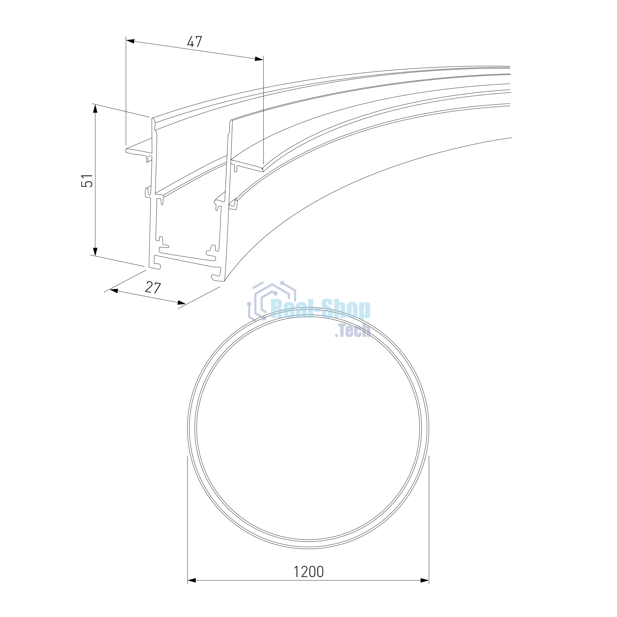 Slim Magnetic Шинопровод встраиваемый (черный) (? 1200мм) 85159/00