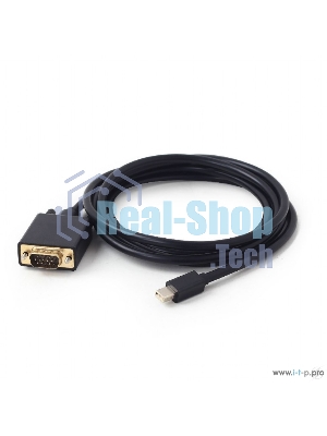 Кабель Cablexpert mDP-VGA, 20M/15M, 1.8м, черный, позол.разъемы, пакет (CC-mDPM-VGAM-6)