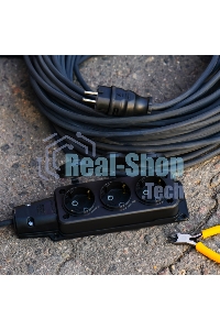 Удлинитель-шнур Rexant КГ 3х1.5, 30 м, 3 гнезда, морозостойкий, с/з, 16 А, 3500 Вт, IP44 (Сделано в России)