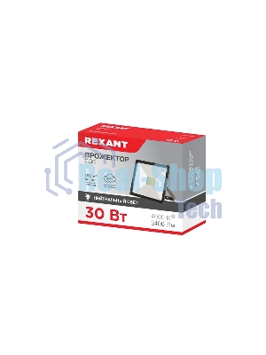Прожектор Rexant СДО 30 Вт 2400 Лм 4000 K черный корпус