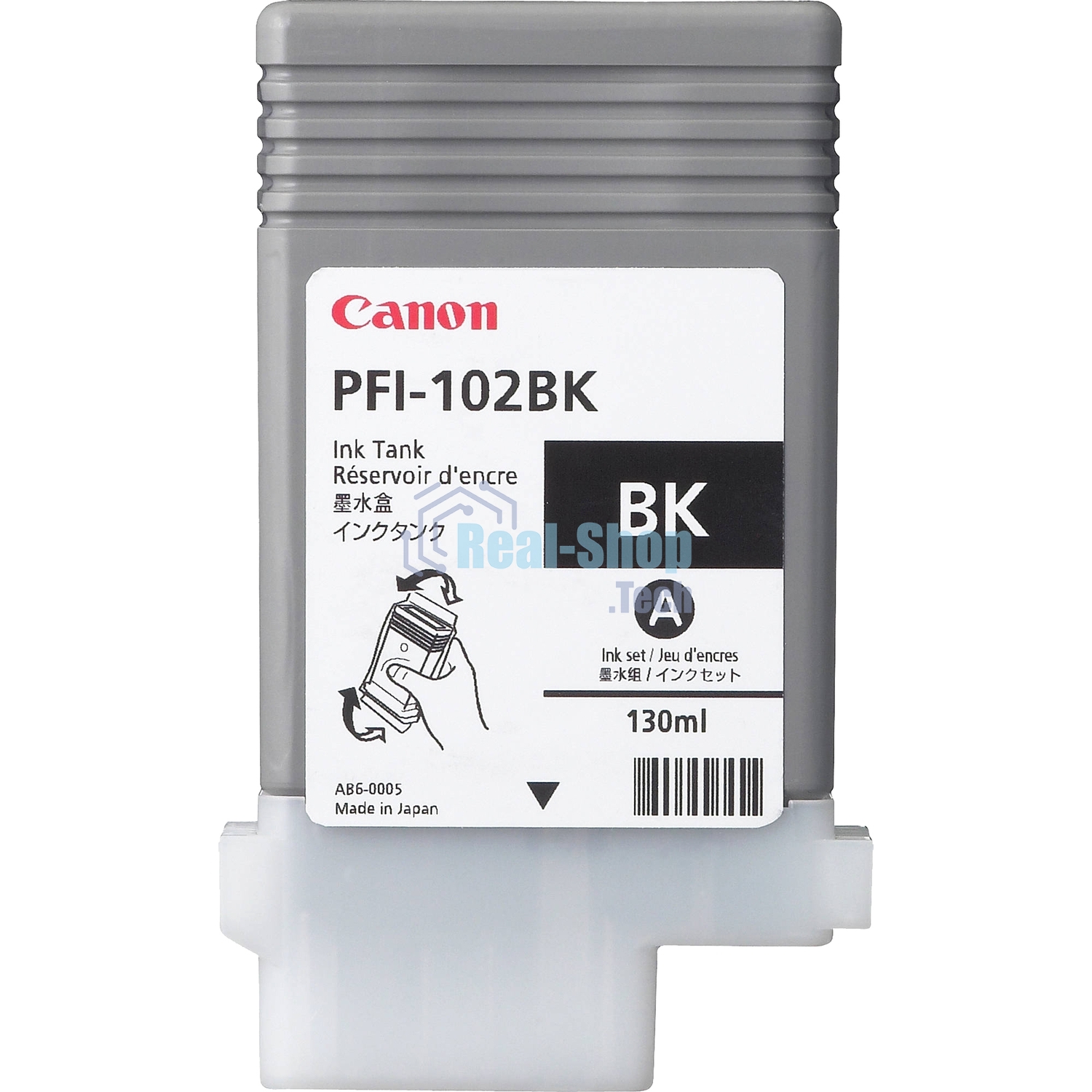 Картридж струйный Canon PFI-102Bk (0895B001) черный (130 мл.) для Canon iPF605, iPF610, iPF650, iPF655, iPF710, iPF750, iPF755, LP17, iPF510