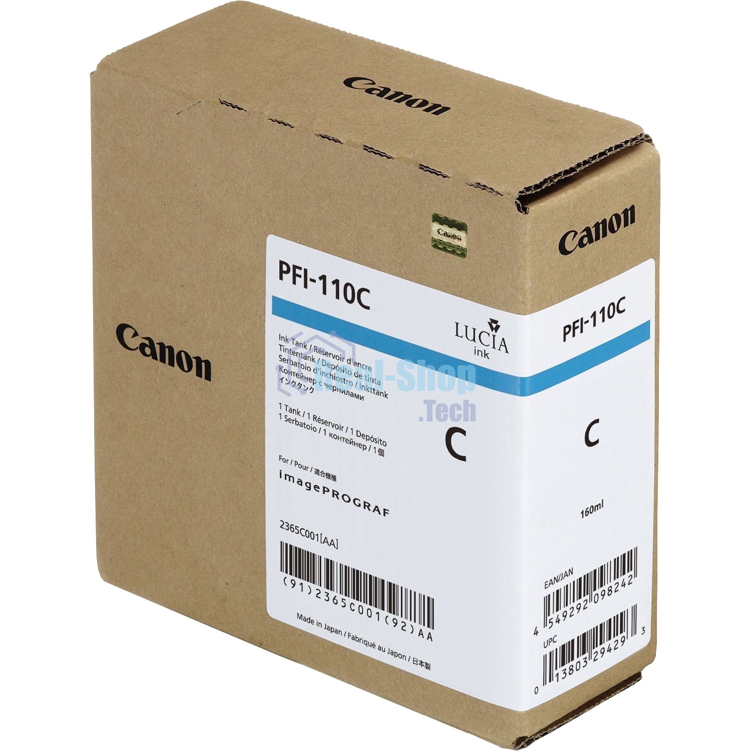 Картридж струйный Canon PFI-110 C 2365C001 голубой (160мл) для Canon TX-2000/TX-3000/TX-4000