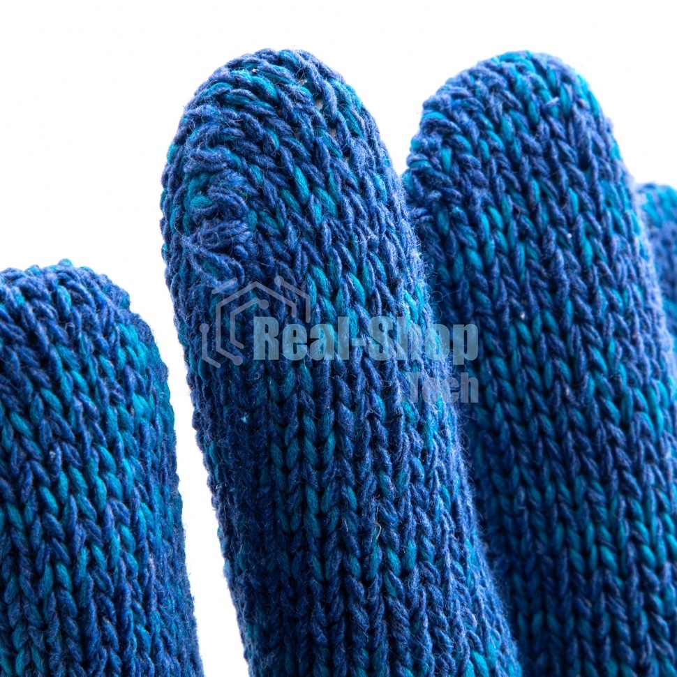 Перчатки трикотажные Сибртех усиленные, гелевое ПВХ-покрытие, 7 класс, синие