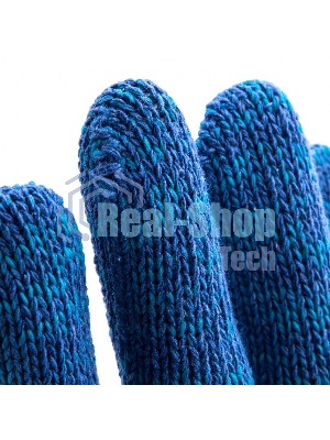 Перчатки трикотажные Сибртех усиленные, гелевое ПВХ-покрытие, 7 класс, синие