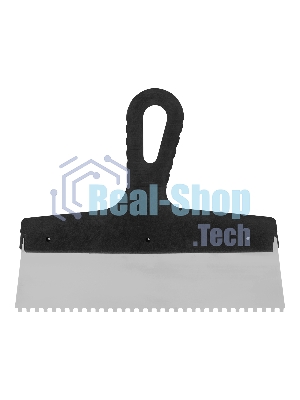 Шпатель из нержавеющей стали Сибртех 250 мм, зуб 4х4 мм, пластмассовая рукоятка