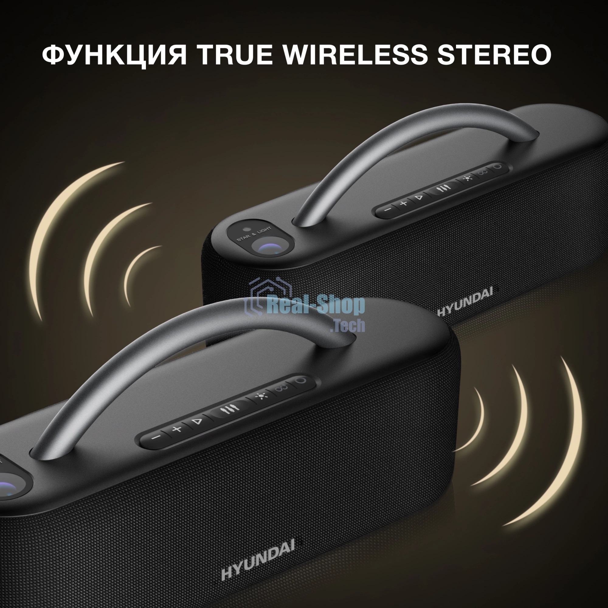 Колонка портатитвная Hyundai H-PS1028 черный 60W 2.0 BT 10м 4400mAh