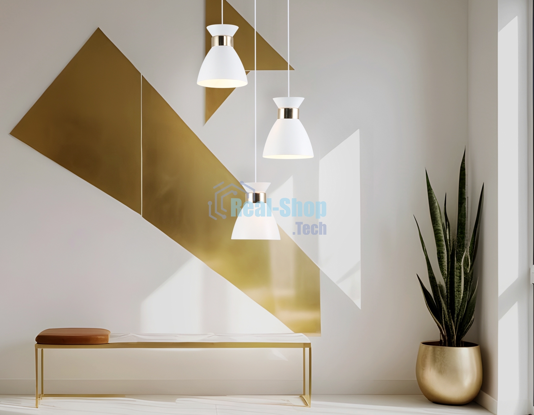 Светильник Ambrella light TR8467/3 WH/FGD белый/золото E27/3 max 60W D340*1000