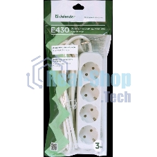Удлинитель Defender E430 белый 3.0 м, 4 розетки 