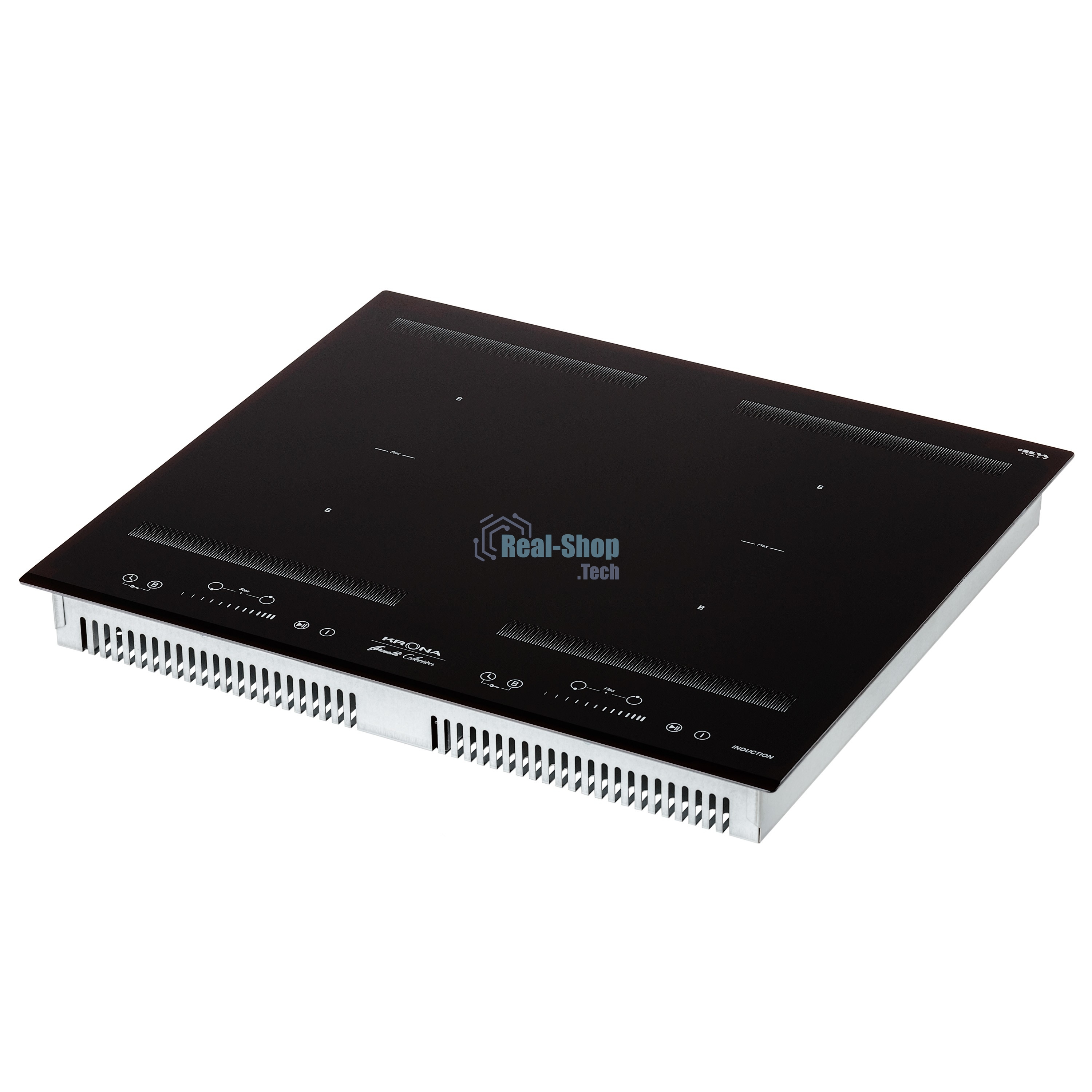 Индукционная варочная панель Krona ETERNO 60 BL черный;Материалы:Металл/стекло;Панель конфорок:стеклокерамика;Тип поверхности:индукционная;Расположение управления:спереди;Управление:сенсорное (слайдерное);Количество конфорок:4;Количество режимов нагрева:9