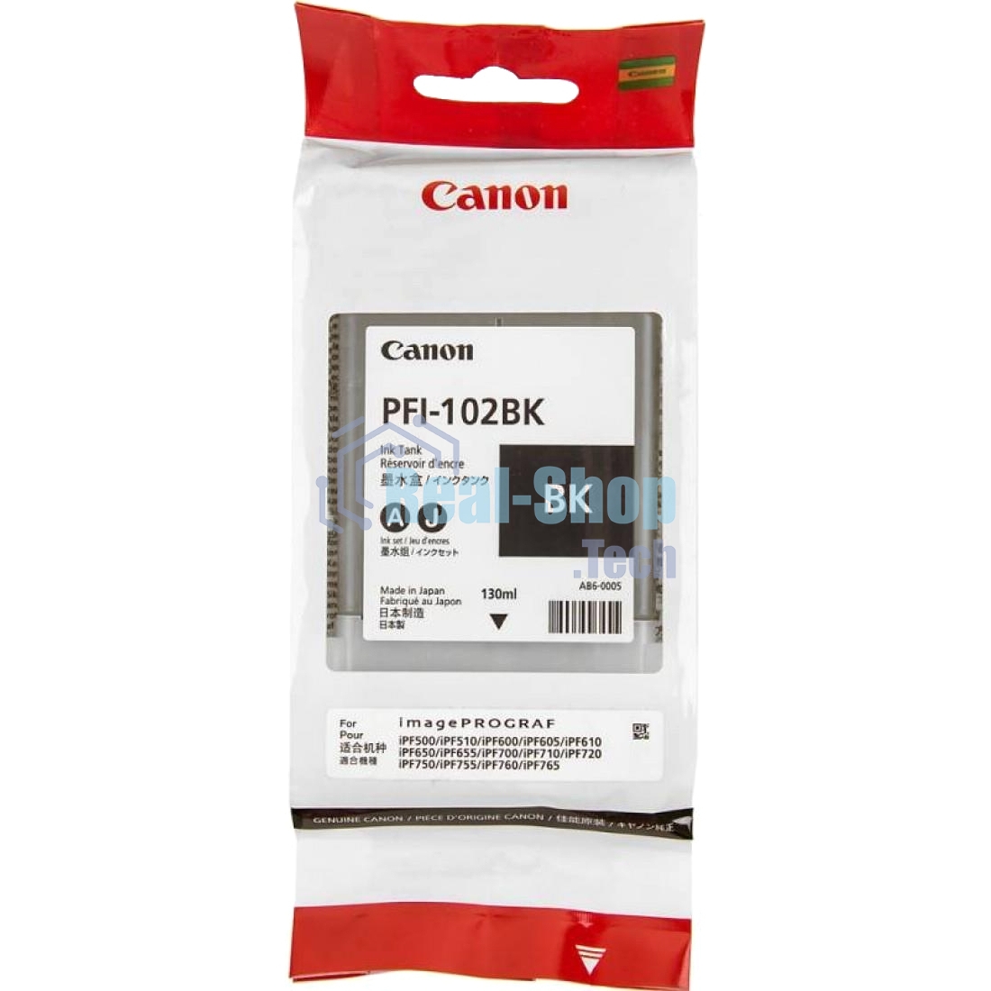 Картридж струйный Canon PFI-102Bk (0895B001) черный (130 мл.) для Canon iPF605, iPF610, iPF650, iPF655, iPF710, iPF750, iPF755, LP17, iPF510