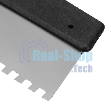 Шпатель из нержавеющей стали Сибртех 250 мм, зуб 4х4 мм, пластмассовая ручка