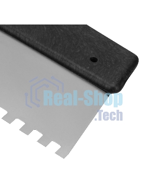 Шпатель из нержавеющей стали Сибртех 250 мм, зуб 4х4 мм, пластмассовая рукоятка