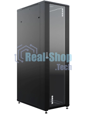 Шкаф серверный NTSS Премиум (NTSS-R42U80100GS-BL) напольный 42U 800x1000мм пер.дв.стекл металл 900кг черный 910мм 160кг 1987мм IP20 сталь