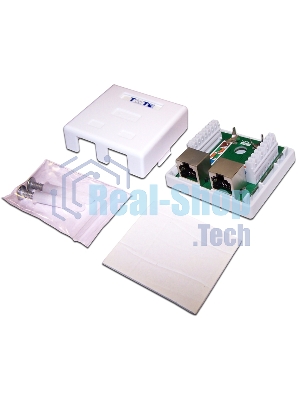 Настенная розетка, 2 порта RJ-45 категории 5е, STP, белая