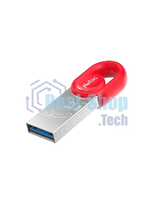 Флешка USB Netac UM2 (NT03UM2N-032G-32RE), 32Gb, USB 3.0, R/W 130/50, серебристый/красный