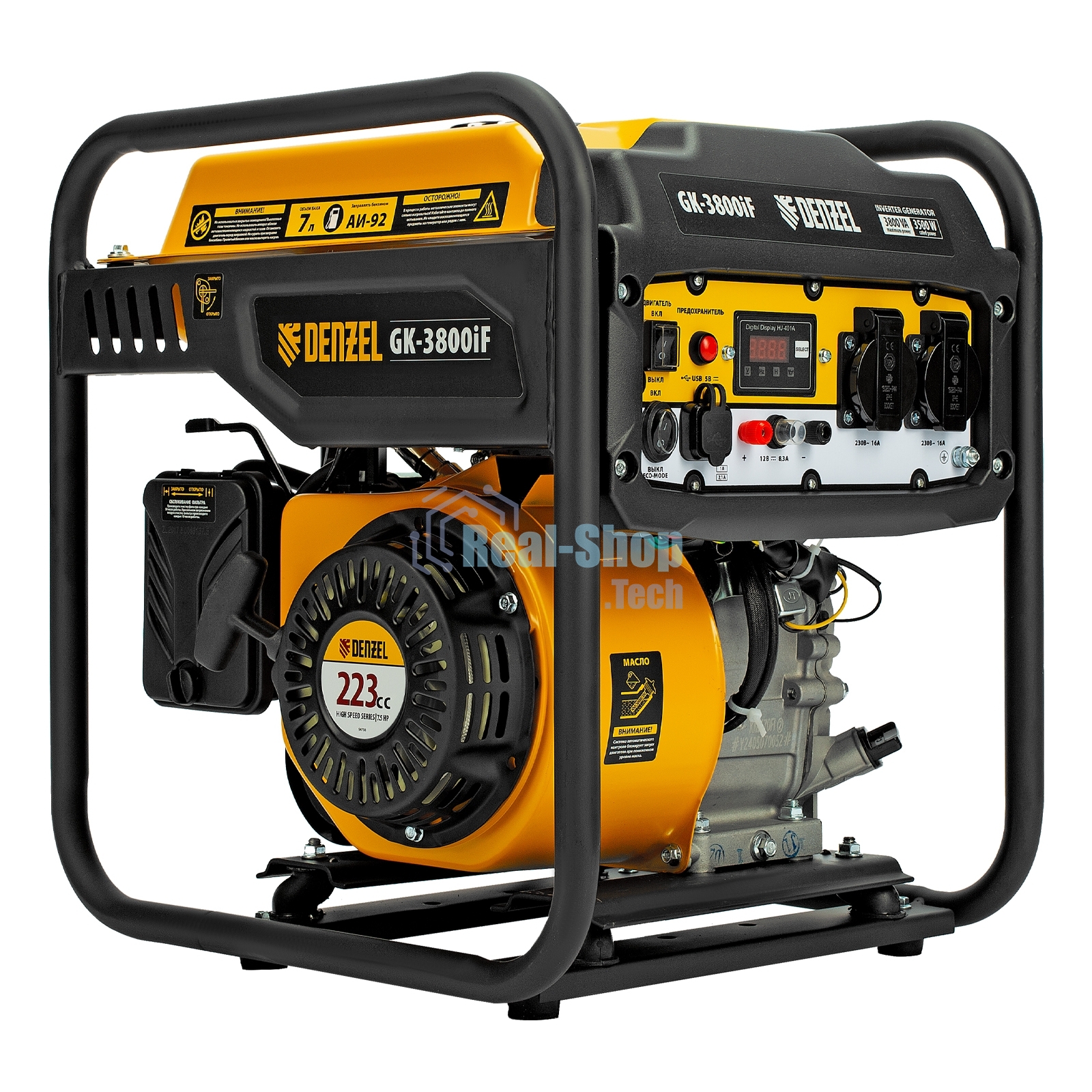 Генератор инверторный Denzel GK-3800iF, 3,8 кВт, 230 В, ручной старт