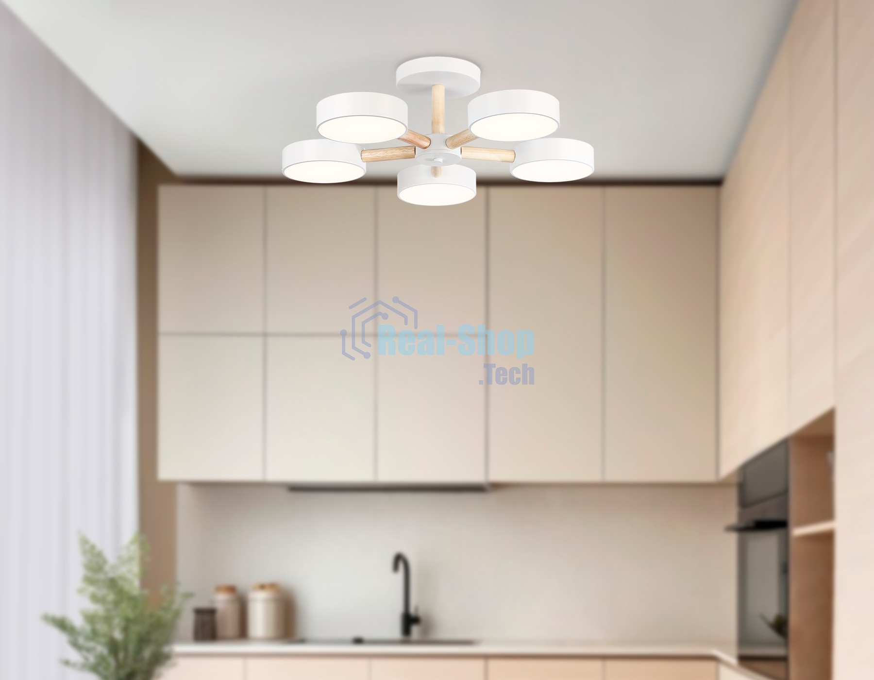 Светильник Ambrella light FL4825/5 WH белый 3000K-6400K 65W D580*160 (ПДУ ИК)