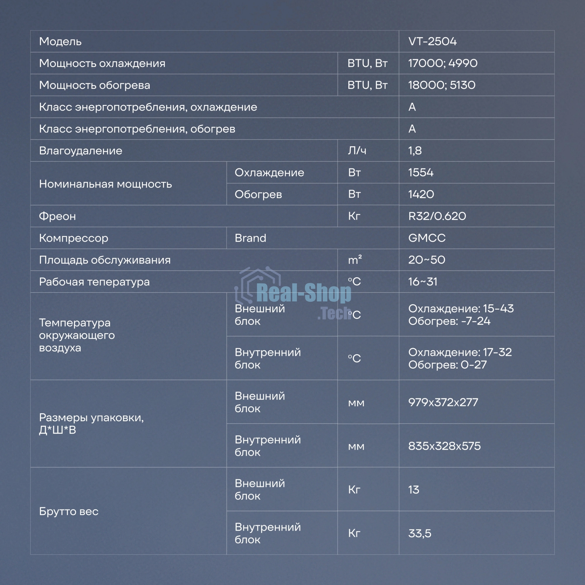 Сплит-система Vitek VT-2504 белый