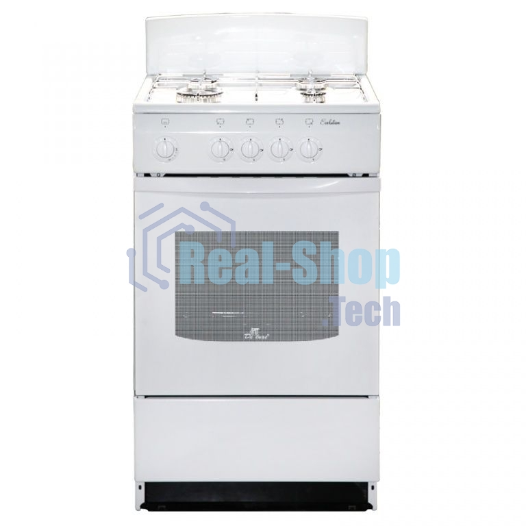 Плита газовая De Luxe 5040.45Г (Щ) -001 белый, конфорок 4 газовых, духовка 46 л, 50 см x 85 см x 50 см