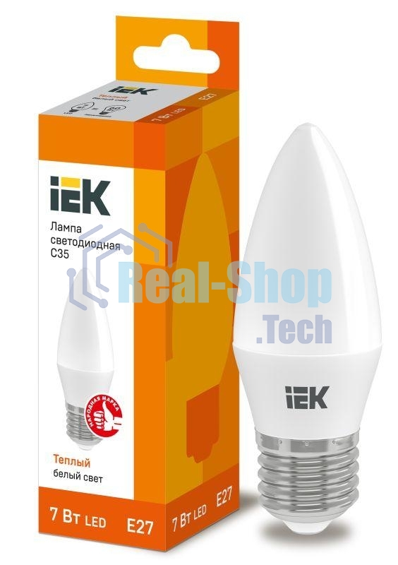 Лампа светодиодная ИЭК LLE-C35-7-230-30-E27 ECO C35 свеча 7Вт 230В 3000К E27