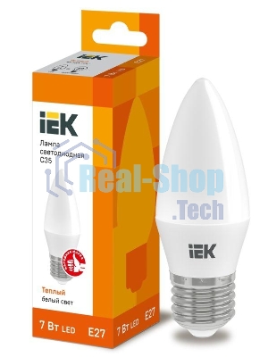 Лампа светодиодная ИЭК LLE-C35-7-230-30-E27 ECO C35 свеча 7Вт 230В 3000К E27