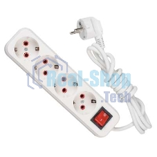 Удлинитель LEZARD 720-0403-402с/з 4 входа 3 м с выключателем серии LILA