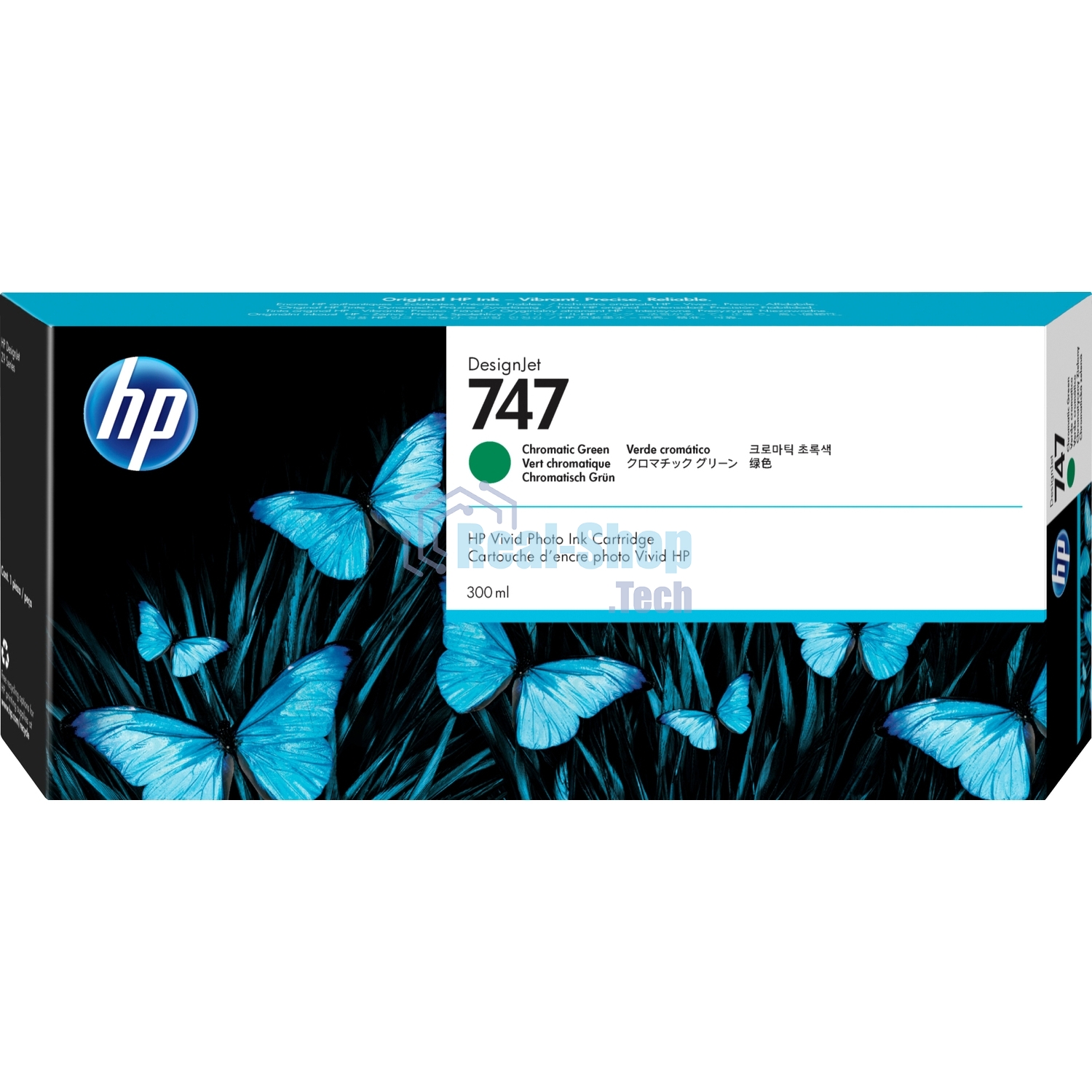 Картридж струйный HP 747 хроматический зеленый, для HP DesignJet Z9+ 300-ml