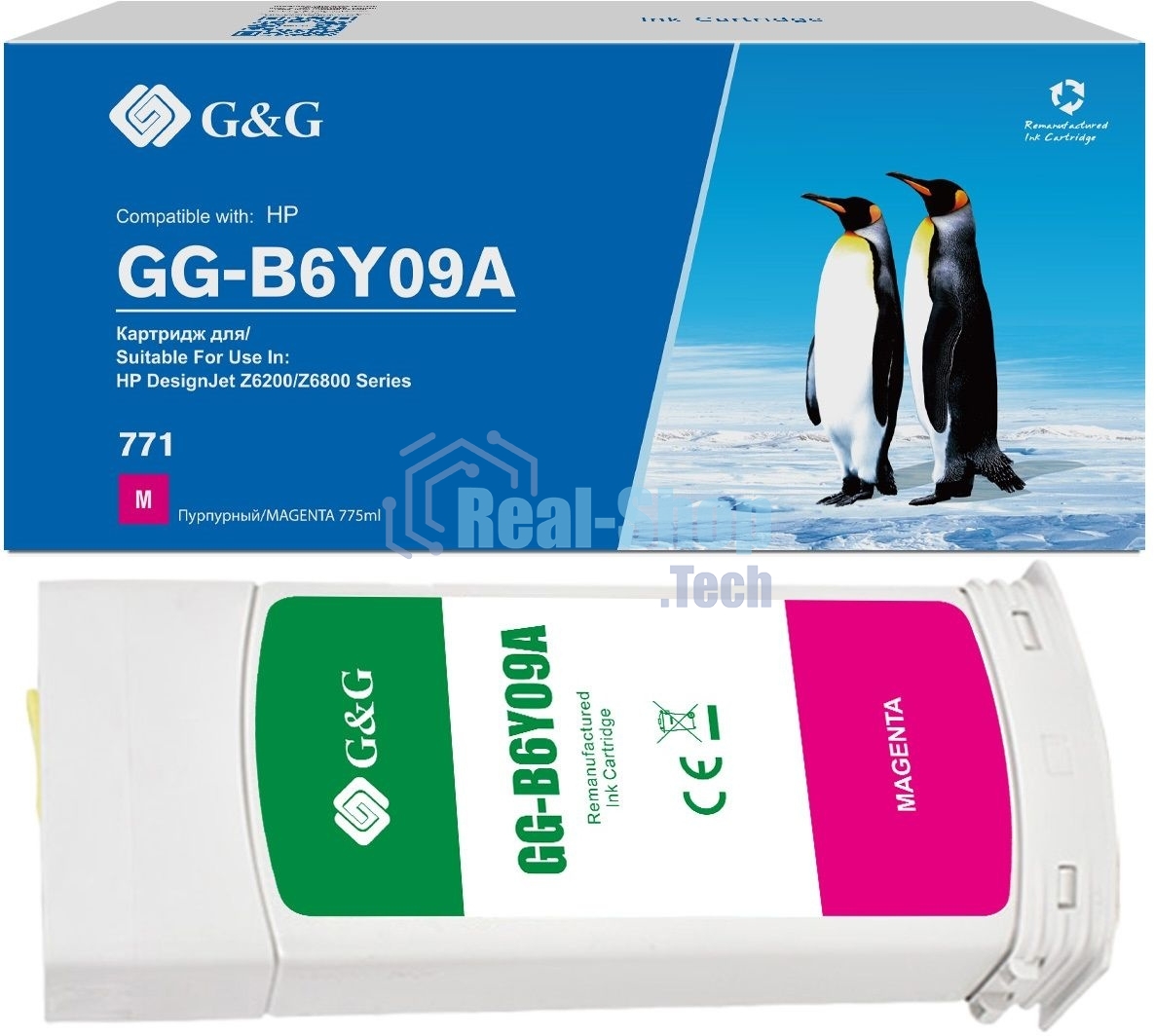 Картридж струйный G&G GG-B6Y09A 771C пурпурный (775 мл) для HP DesignJet Z6200